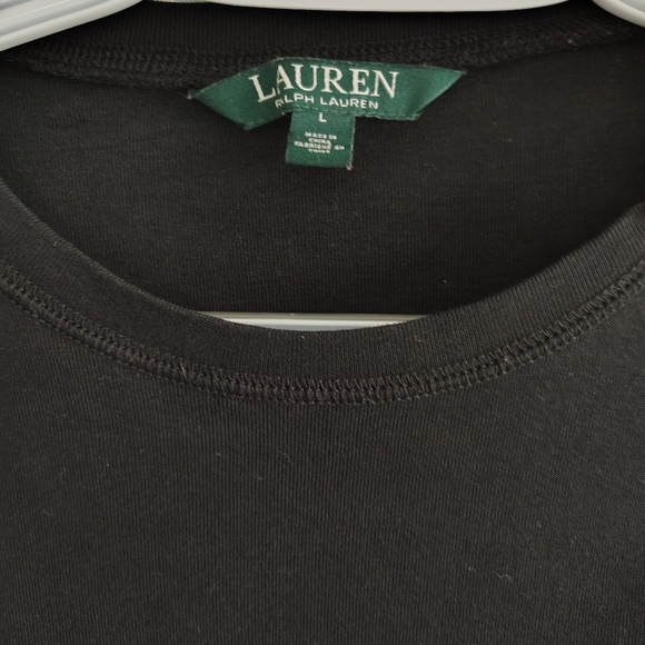 Lauren Ralph Lauren Black Long Sleeve Jersey Top With Suede Elbow Patches L - Picture 4 of 8